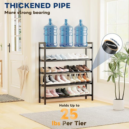 Mavivegue Expandable Shoe Rack, 5-Tier Shoe Organizer for Closet, Adjustable Shoe Rack for Front Door Entrance, Entryway
