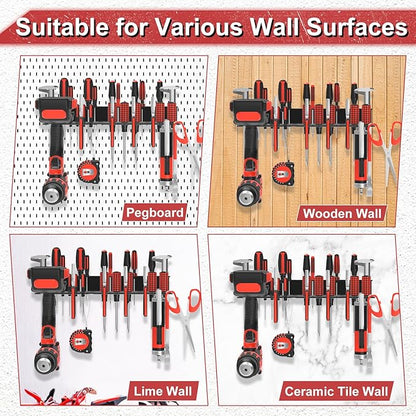 Metal Screwdriver Organizer, Wall Mount Plier Organizer Hammer Holder, Hand Tool Storage Rack for Garage Workshop Workbench(Black, 1PC)