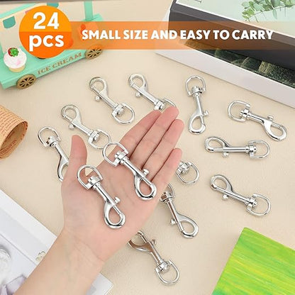 Therwen 24 Pcs Swivel Snap Hooks for Dog Leash Heavy Duty 2.76 Inch Flag Clasp Single Ended Clip Hooks Multipurpose Bolt Snap for Keychain Camera Strap Linking Pet Leash(Classic Style,0.59")