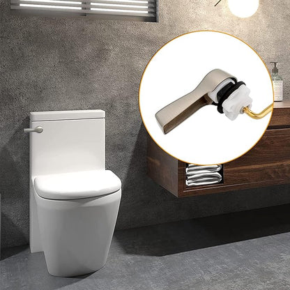 Hibbent Universal Metal Front Mount Toilet Handle Replacement Kit, Brass Toilet Flush Tank Lever with Stainless Steel Flapper Chains for Most Toilets, Brushed Nickel Finish