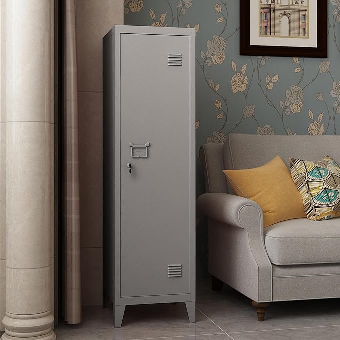 MIOCASA Metal Cabinet Home Office Storage Cabinets with Doors and Shelves Lockable File Cabinet Organizer Coat Lockers for Kids