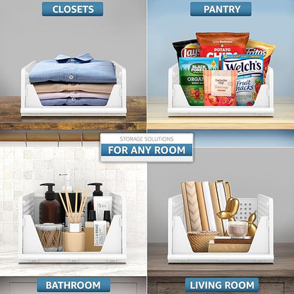Sorbus Shelf Organizer - Closet Shelf Organizer for Clothes, Closet, Bathroom, Kitchen, Garage - Plastic Stackable Shelf Organizer Baskets - Open Front Design Under Shelf Organizer