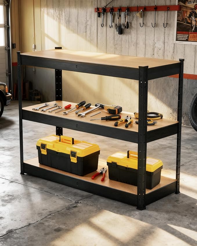 Garage Storage Shelves,60x18x36 Heavy Duty Garage Shelving Metal Adjustable Garage Shelves,5-Tier Adjustable Shelving Units,Loads 2000 LBS,Metal Storage Utility Racks for Warehouse,Pantry, Basement