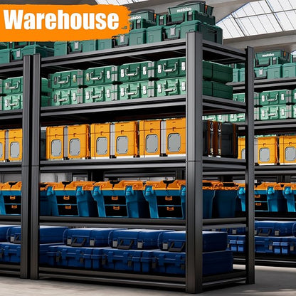 Garage Shelving Heavy Duty Garage Storage Shelves, 3600 LBS Adjustable 5 Tier Industrial Shelving Unit, Metal Utility Shelf for Basement, Warehouse and Workshop (72''Hx46''Wx16''D, Black)