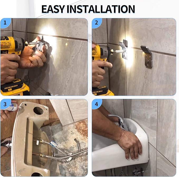 Wall-Mounted Sink Hook Bracket, 1224196 Hook Kit Fit for Kohler Wall-Mounted Sinks Urinals Basins, Bathroom Sink Wall Bracket, Bathroom Installation & Mounting Kits for Kohler Sink Accessories, 2Pcs