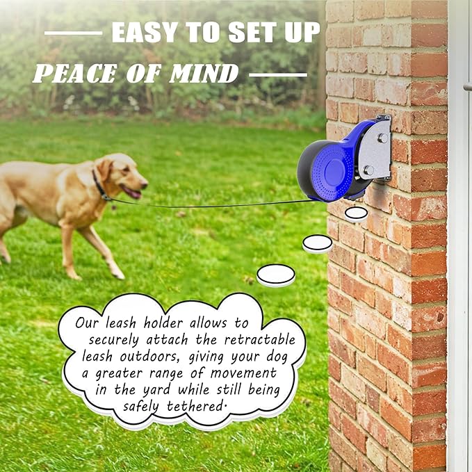 Heavy Duty Retractable Leash Wall Mount,Secure Dog Parking Station for Hands-Free Convenience,Rustproof&Chewproof Tie Out Hook,Indoor-Outdoor Safety Anchor for All Dog Sizes