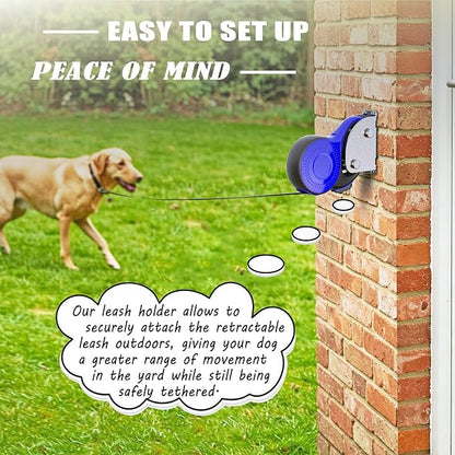 Heavy Duty Retractable Leash Wall Mount,Secure Dog Parking Station for Hands-Free Convenience,Rustproof&Chewproof Tie Out Hook,Indoor-Outdoor Safety Anchor for All Dog Sizes