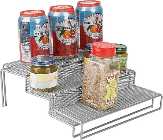 Mind Reader 3 Tier Metal Mesh Kitchen Storage Organizer, 2 Pcs, Silver