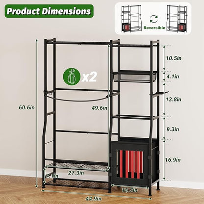 Garage Sports Equipment Organizer, Golf Bag Storage Rack, Organizer for 2 Golf Bag , Indoor/Outdoor Ball Storage Bins for Toy Sports Gear Storage, Ideal for Home, Garage, Club, Shed, Basement