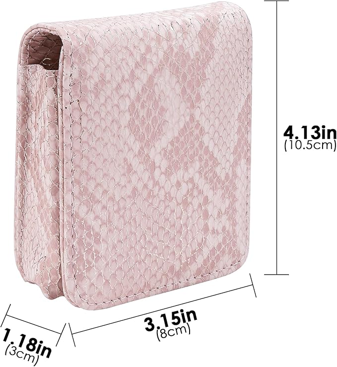 Pink Lipstick Holder, Lipstick Case with Mirror, Mini Portable Makeup Holder for Women Girls, for Outside Mini bag Travel Cosmetic Pouch (1Pcs)