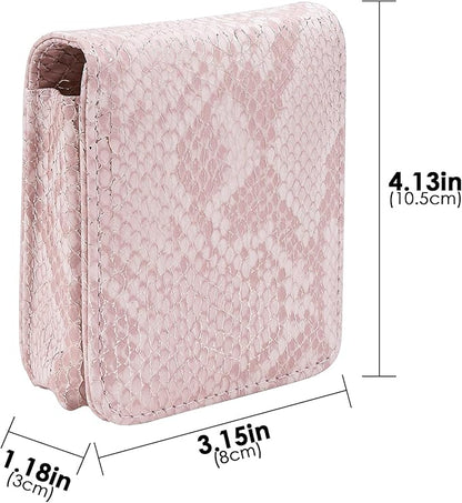 Pink Lipstick Holder, Lipstick Case with Mirror, Mini Portable Makeup Holder for Women Girls, for Outside Mini bag Travel Cosmetic Pouch (1Pcs)