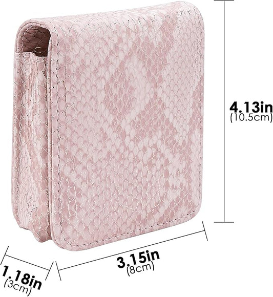Pink Lipstick Holder, Lipstick Case with Mirror, Mini Portable Makeup Holder for Women Girls, for Outside Mini bag Travel Cosmetic Pouch (1Pcs)