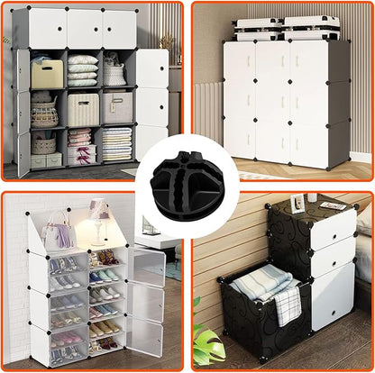 32 Pcs Plastic Wire Cube Connectors 1.42" OD and 0.16" ID Storage Cube Connectors Grid Cube Organizer Connector for Modular Closet Organizer Wire Shelving & DIY Wire Cube Storage Unit (Black)