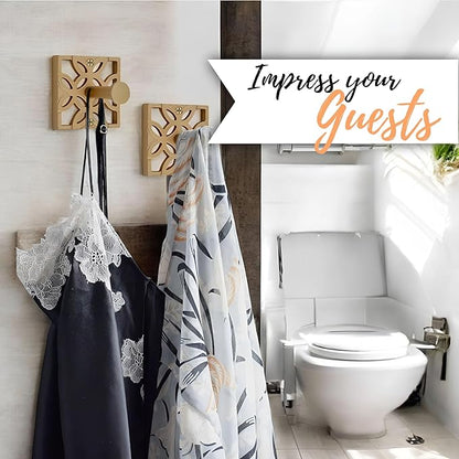 Autumn Alley Two Gold Hooks, Bathroom Towel Hook, Robe Hook Wall Mounted - Decorative Wall Hooks for Towel, Robe, Cast Coat and Door Hook for Bathroom Modern Unique Style, 2 Pack