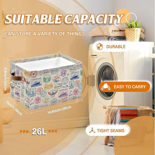 Rectangle Cruise Ship Nursery Storage Basket, Collapsible Storage Box Bin with Handles for Toy, Storage Basket for Friend, Laundry Organizer for Room, Gifts for Chritsmas Thanksgiving 14.9x11x9.4in