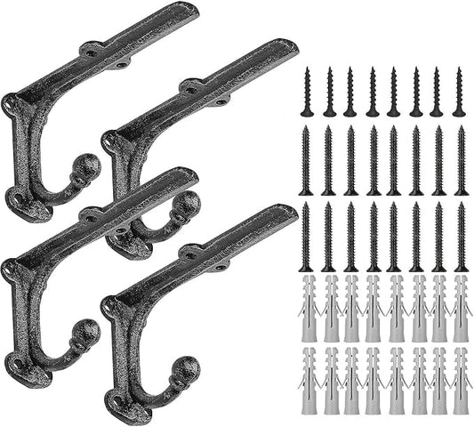 6 Inch Decorative Shelf Brackets-Heavy Duty Wall Brackets with Hooks Shelve Brackets Metal for Open Shelves Vintage Shelf Supports Farmhouse-4 Pack