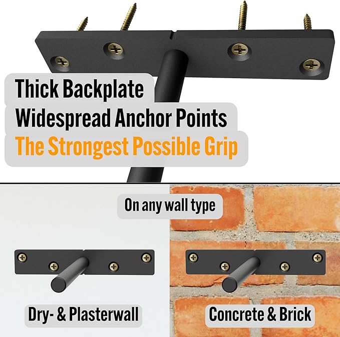 EVALD Heavy Duty Floating Shelf Bracket | 8-Inch Floating Mantel Mount, Blind Shelf Supports, and Anchors | Floating Shelf Hardware for Home and Office Decor | Fireplace Mantel Brackets (4 Pack)