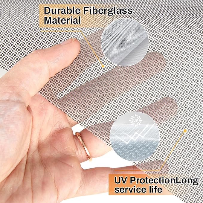 Window Screen Replacement Kit Width:48in Length:158 Fiberglass|Includes Full Set of Tools | Suitable for Windows, Screen Doors, and Courtyards | UV Resistant and Durable | Easy to Install