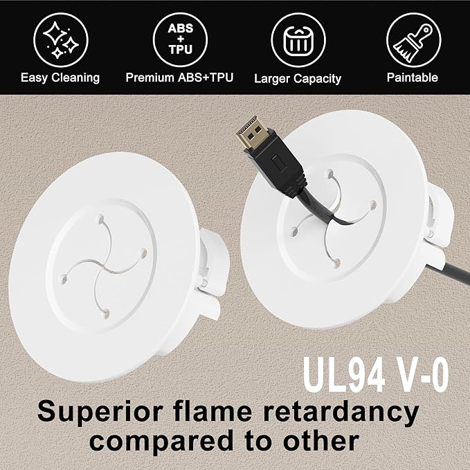 Cord Hider for Wall Mounted TV, in Wall Cable Management Kit for Large Capacity, Wall Cable Hider Behind The Wall, Cable Raceway White Includes Hole Saw Dril Attachment - 2 Pass Locking Brackets