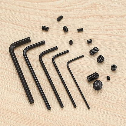 240 Pcs Allen Head Screws, Hex Socket Head Screws, Grub Screw Set, M3/M4/M5/M6/M8 Metric Stainless Steel Internal Hex Drive Cup-Point Screw Assortment Kit for Door Handles, Light Fixture(Black)