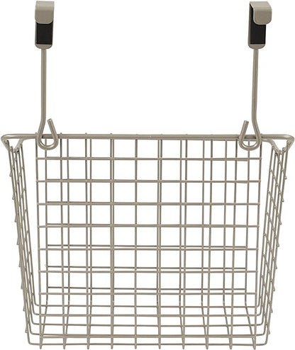 Spectrum Grid Over The Cabinet Wire Storage Basket Large (Satin Nickel Powder Coat) - Organizer for Bathroom, Kitchen, Under Sink, Pantry, Hair Tools, & More (Pack of 2)