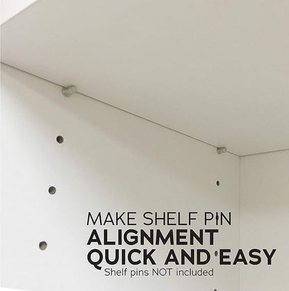 Deluxe Dual Sided Shelf Pin Jig With 1/4" And 5mm Self Centering Drill Bits, Adjustable Shelf Jig for Easy Alignment On Both Sides, Easy Setup Shelving Templates