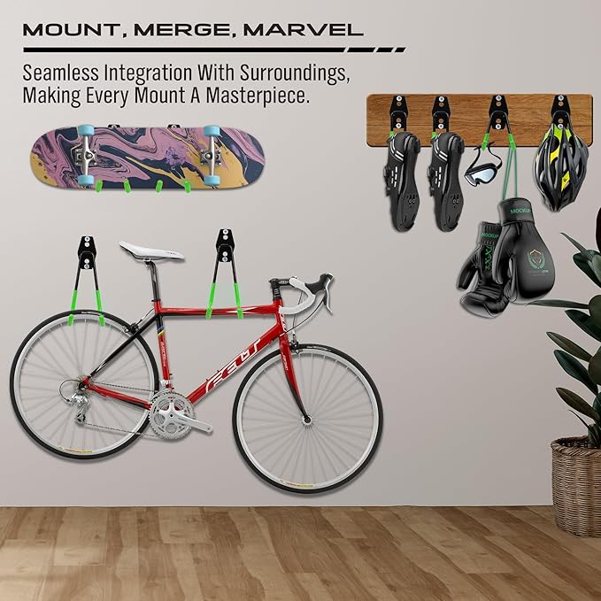 Garage Tool Storage Wall Hook Assortment Set: 15PCS Heavy Duty Large Hanger Garden Tool Organizer Ladder Bike Rack Yard Tool Holder Shed Shovel Metal Screw Organization Bicycle Steel Bracket, Green