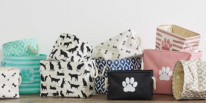 Bone Dry 5511 Pet Storage Collection Paw and Bone Print, Medium Round, Nautical Blue
