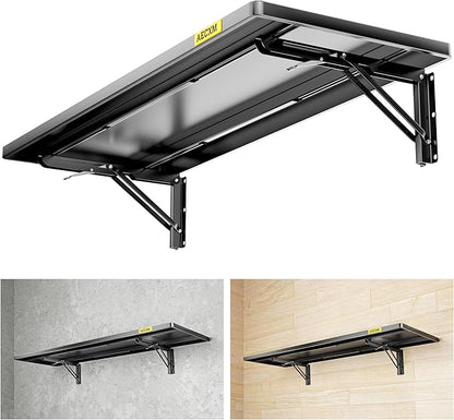 1.2x3ft Adjustable Rail Type Folding Storage Rack Shelf, Suitable for Garage, Storage Room, Kitchens Wall Shelf,Garage Storage Rack Floating Shelves,Folding Panels (1pcs-Black)