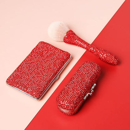 AsAlways Shiny Rhinestone Crystal Portable Lipstick Case with Mirror Portable Bling Diamonds Makeup Cosmetic Storage Holder for Travel Ladies Fashion