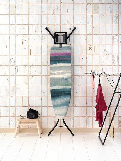 Brabantia Size A Compact Small Ironing Board (43x12 in) 7 Height Options, Adjustable Steam Iron Rest Holder (Morning Breeze) Non-Slip Feet, Anti-Collapse Child Locks