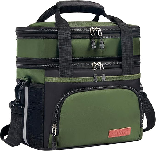 Tactical Lunch Box for Men & Women – Expandable 16L Double Deck Insulated Cooler Bag for Work, Construction & 12-Hour Shifts – Heavy Duty Leakproof Large Meal Prep Tote with Shoulder Strap