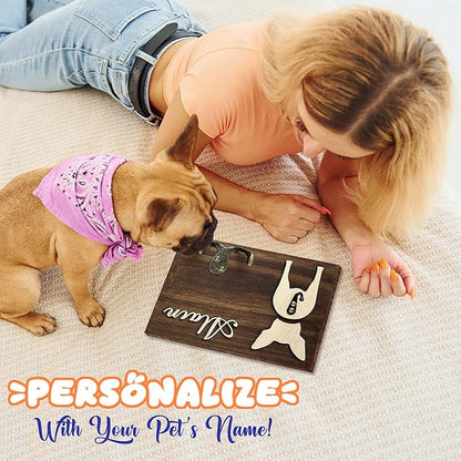 Personalized Dog Leash Holder, Dog Butt Harness Wall Hanger Organizer with Name, Hooks for Leashes, Keys, Collars, Funny Leash Rack Wall Mount for Entryway, Gift for Pet Lovers, Home Décor