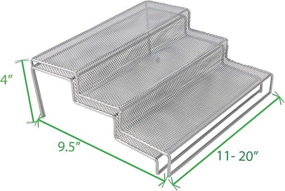 Mind Reader 3 Tier Metal Mesh Kitchen Storage Organizer, 2 Pcs, Silver