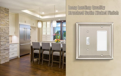 Henne Bery Sunken Pearls Heavy Duty Decorative Wall Plate Switch Plate Outlet Cover (Toggle/Decorator, Satin Nickel)