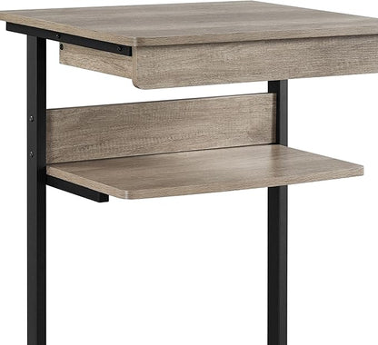 Yaheetech Rolling Computer Desk with Drawer & Keyboard Tray, Mobile Laptop Desk Cart Standing Computer Workstation for Home Office, Gray