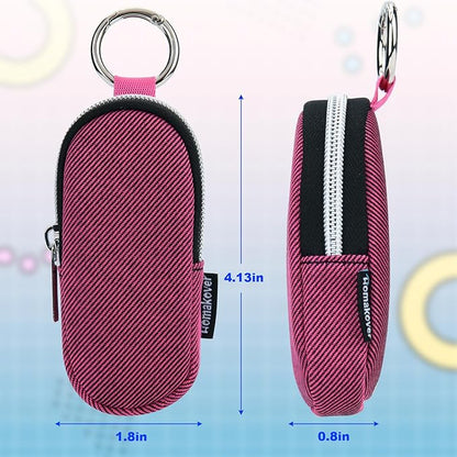 Portable Lip Balm Organizer Case with Keychain, Travel Chapstick Holder Storage Bag, Waterproof Small Cosmetic Organizer, Anti-Lost Lipstick Lip Gloss Sleeve Pouch Keeper Case (Rose Red, Large)