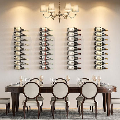 Sonyabecca 9 Bottle Wall Wine Rack - DIY Detachable Wine Storage Organizer, Wall Mount Used As One or Three, Bottle Display Holder for Kitchen, Pantry, Dining Room, Bar, Cellar