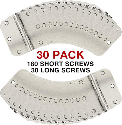 30 Pack Rounded Satin Door Hinges Brushed Nickel 3.5 Inch Interior 3 1/2 Inch 5/8" Radius Corners Iron Bifold Silver Residential Bed Room Hinge for Doors Hardware Controls House Decor Accessories