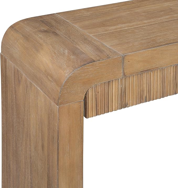 54.3" Rustic Console Table with Fluted Drawer Front,Entryway Table with Curved Corners & Thick Legs,Sturdy Sofa Table for Hallway & Living Room,Natural