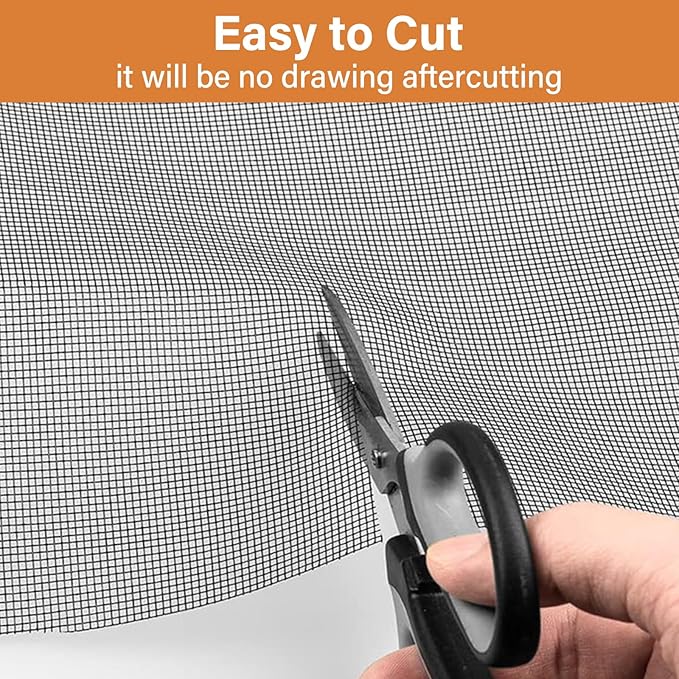 Window Screen Replacement Kit Width:48in Length:158 Fiberglass|Includes Full Set of Tools | Suitable for Windows, Screen Doors, and Courtyards | UV Resistant and Durable | Easy to Install
