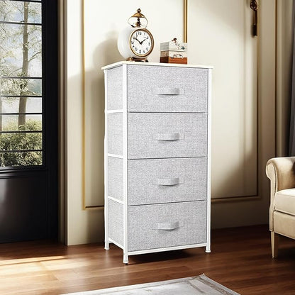 YITAHOME Dresser with 4 Drawers - Fabric Storage Tower, Organizer Unit for Bedroom, Living Room, Hallway, Closets - Sturdy Steel Frame