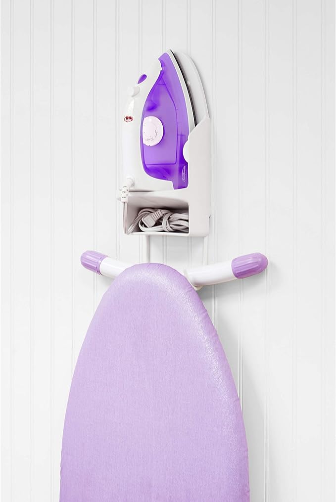 Wall Mount Iron and Ironing Board Organizer Laundry Room Storage Fits Smaller Irons Easy Assembly White