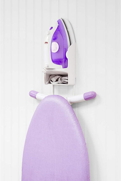 Wall Mount Iron and Ironing Board Organizer Laundry Room Storage Fits Smaller Irons Easy Assembly White