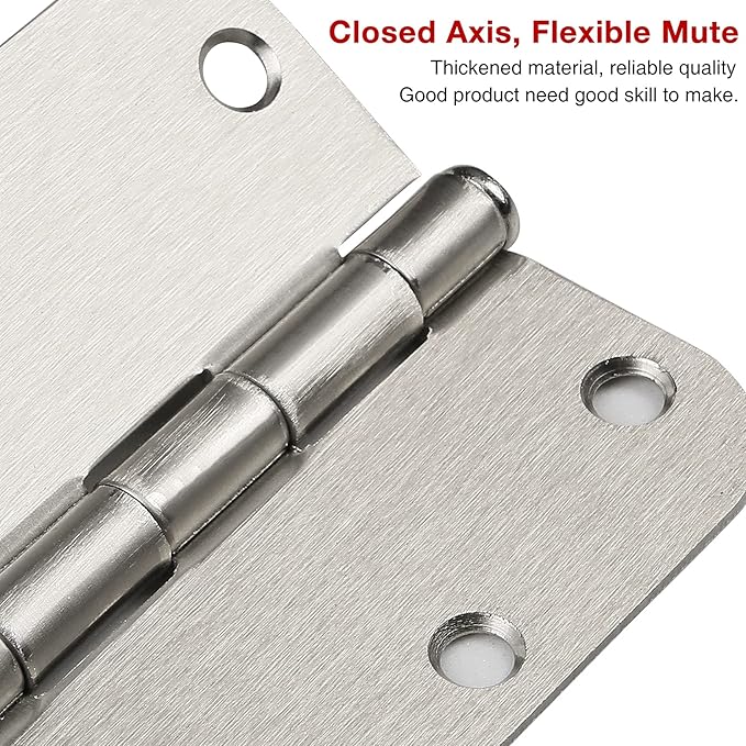 18 Pack Brushed Nickel Door Hinges 3 1/2 Inch Interior Door Hinges 3.5 Inch Rounded 5/8” Radius Corners No-Squeak Sturdy Flat Iron Construction Standard Residential Hardware for Bedroom Home Indoor