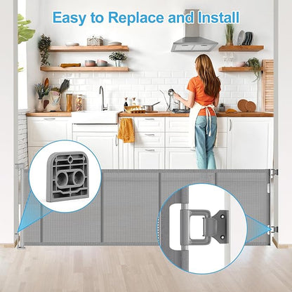 EZIGO Retractable Baby Gates Replacement Parts, Full Set Wall Mounting Accessories Including Brackets, Latches, Screws for 120 inch Extra Wide Baby Gate Pet Gate Mesh Gate Retractable Dog Gate, Gray