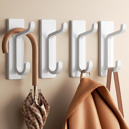 pickpiff Wall Hooks for Coat and Towel: 13LB Strong Adhesive Door Hanger Stick on, White 6 Pack
