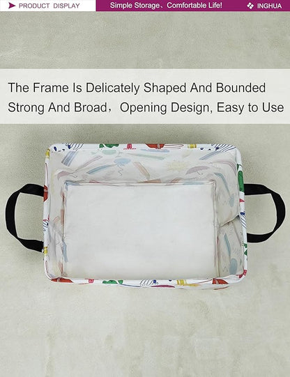 Rectangular Storage Basket Fabric Organizer Bin for Toys,Books,Clothes,Gifts,Pets-Perfect for Home,Office,Nursery,Dorm,Shelf(Rec-colored pencil )