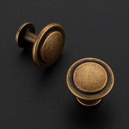 Ravinte 30 Pack 1-1/4 Inch Kitchen Cabinet Knobs Antique Brass Zinc Pulls Door Handles for Dresser Drawers