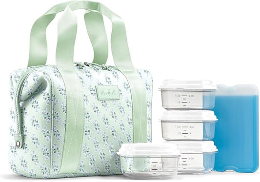 Fit & Fresh Neoprene Lunch Bag For Women, Insulated Womens Lunch Bag For Work, Tear & Stain Resistant Large Lunch Box For Women With Containers and Ice, Machine Washable Remi Bag, Sage Flower